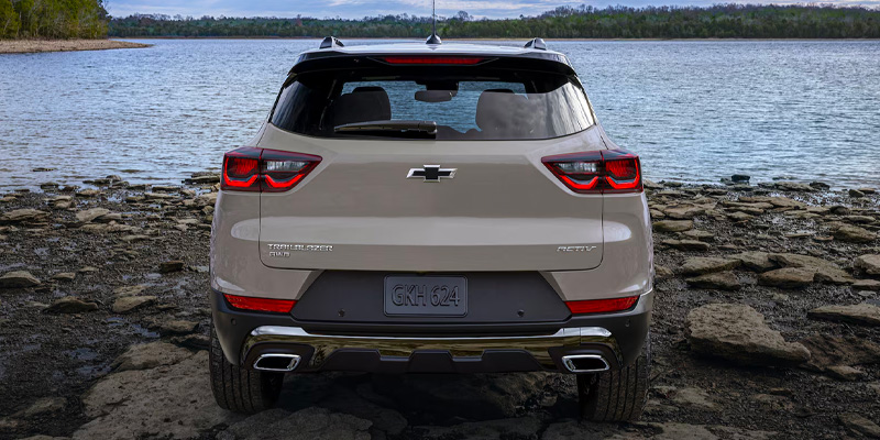 2026 White Chevrolet Trailblazer riverside in it's back profile